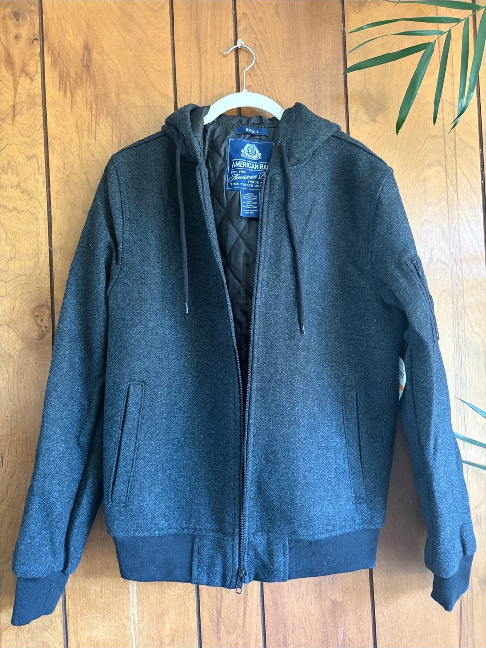 American Rag Men's Charcoal Gray Zip-Up Hooded Sweater Jacket
